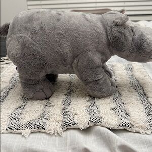 Plush Gray Hippo Stuffed Animal - Soft Cuddly Toy